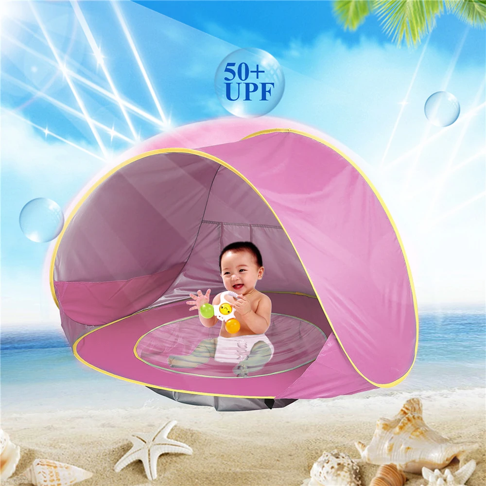 

Baby Beach Tent Children Waterproof Pop Up Sun Awning Tent UV-Protecting Sunshelter With Pool Kid Outdoor Camping Sunshade Beach