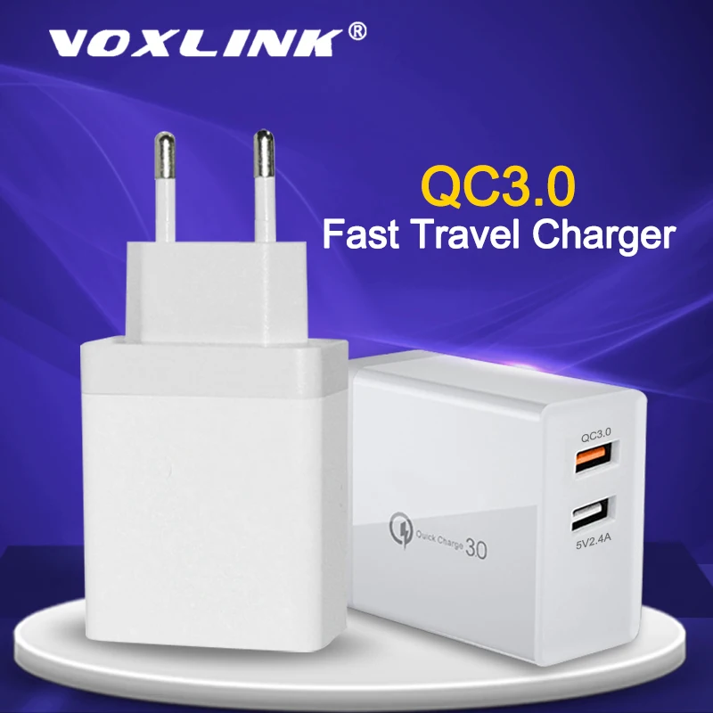 

VOXLINK USB Charger 3.0 240V Fast phone Charger for iPhone X xs 8 7 iPad Samsung Galaxy s8 s9 s10 Galaxy HTC Xiaomi Huawei Nexus