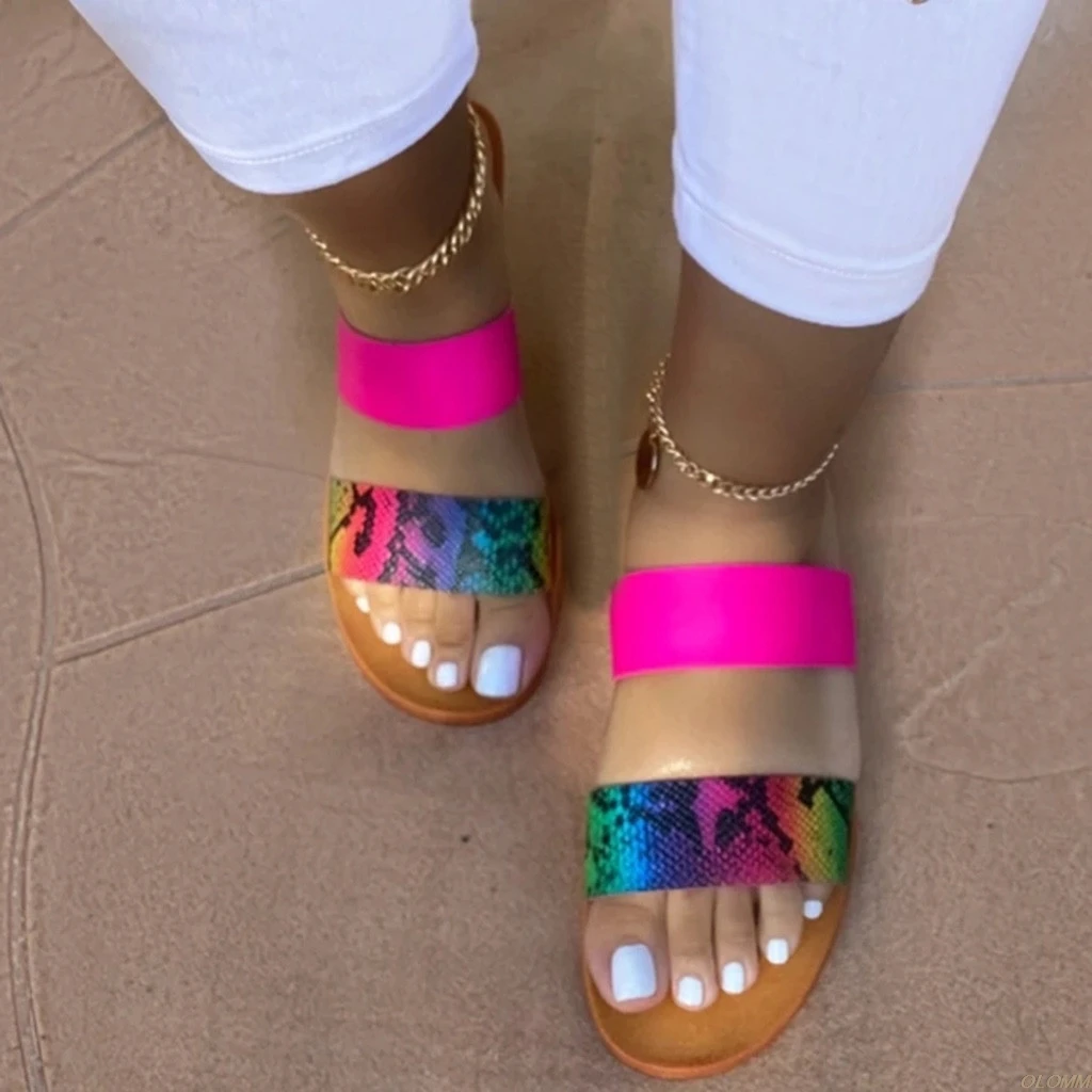 Summer Women Slippers Flats Open Toe Slippers Female Gladiator Slippers Transparent Fashion Sandals Shoes Slip-on Slippers 2020