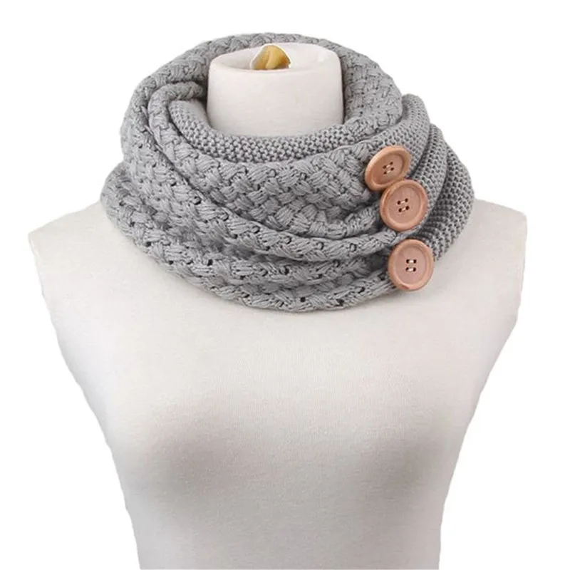 Зимний Теплый Вязаный бесконечный шарф Роскошные брендовые Женские однотонные