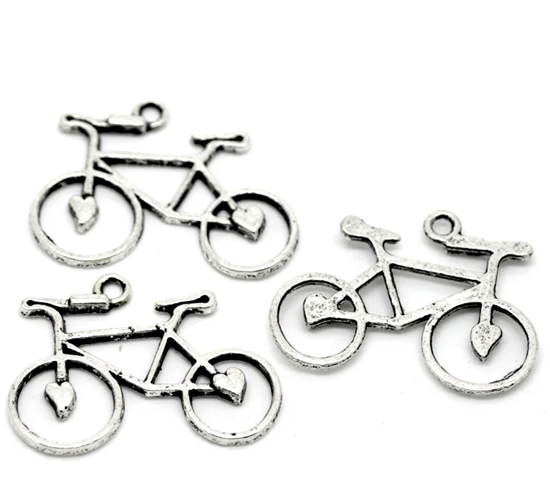 30 шт Серебряный тон велосипед Шарм с изображением велосипеда подвески 31 мм x 23 (1 2/8