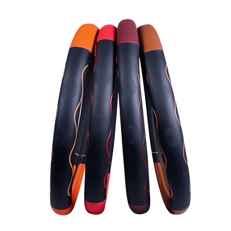 

38cm Car Steering Wheel Cover Auto Anti-Slip Embossing Leather Car-styling Accessories