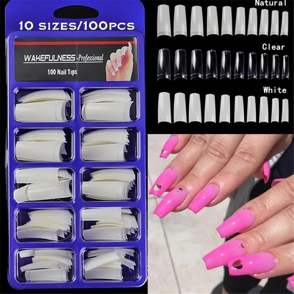 100 шт прозрачный полупастообразный квадратный французский стилет ложный дизайн