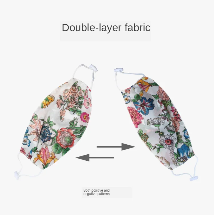 [Низкая цена] [глобальная бесплатная доставка] 2 шт. шелковая маска с принтом |