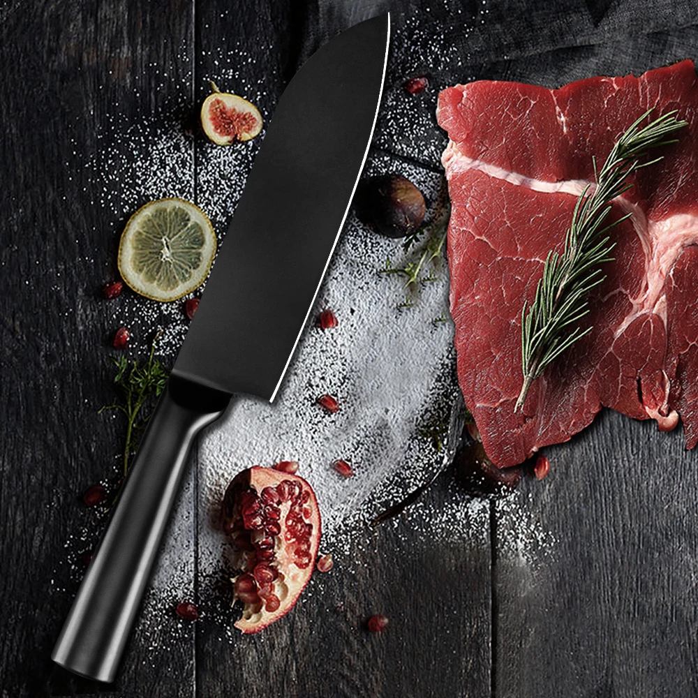 Набор черных кухонных ножей из нержавеющей стали инструмент для мясника