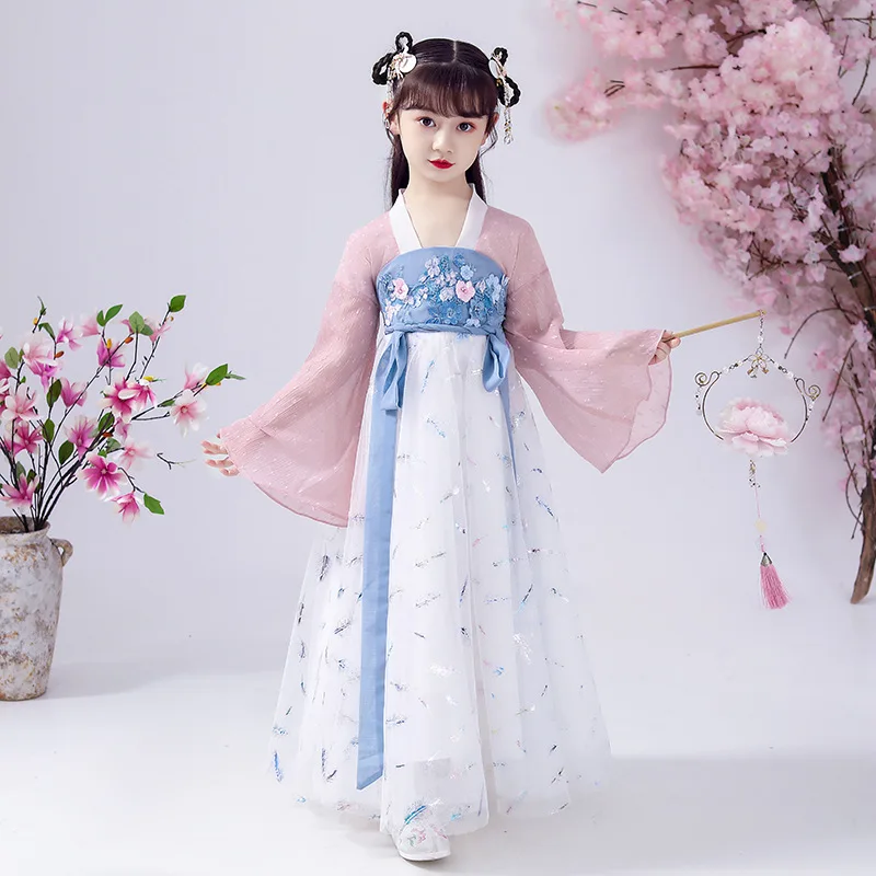Детский костюм Тан старинный летнее платье ханьфу для девочек сказочное