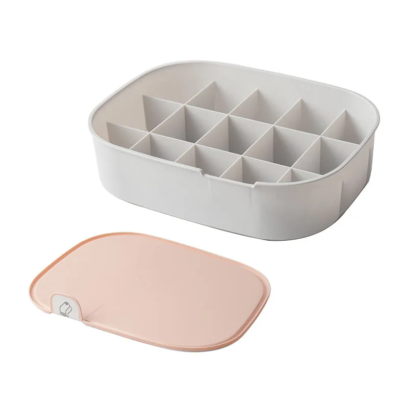 oval Pink 15 lid Бытовая пластиковая коробка для хранения нижнего белья с отметкой отсек шкаф Органайзер с крышкой для нижнего белья носки - Цвет: oval Pink 15 lid