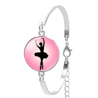 2020 ballet dance bracelet glamour glass cabochon pink girly bracelet jewelry gift