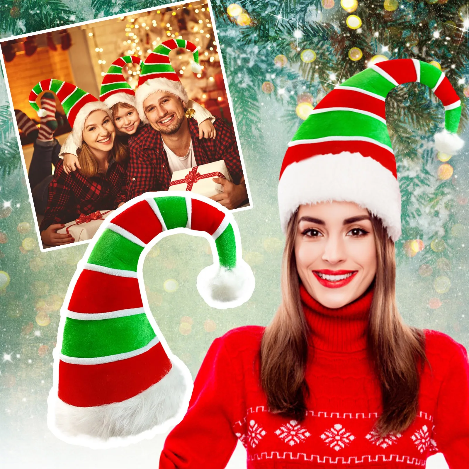 

Забавный Рождественский костюм для косплея для рождественской вечеринки, красная Бриллиантовая шляпа, подарок для жены и мужа