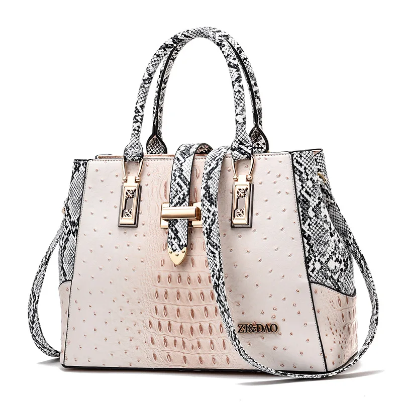 

2019 new women's fashion hand bill of lading shoulder slung large capacity bag crocodile pattern bag womens bags handbags