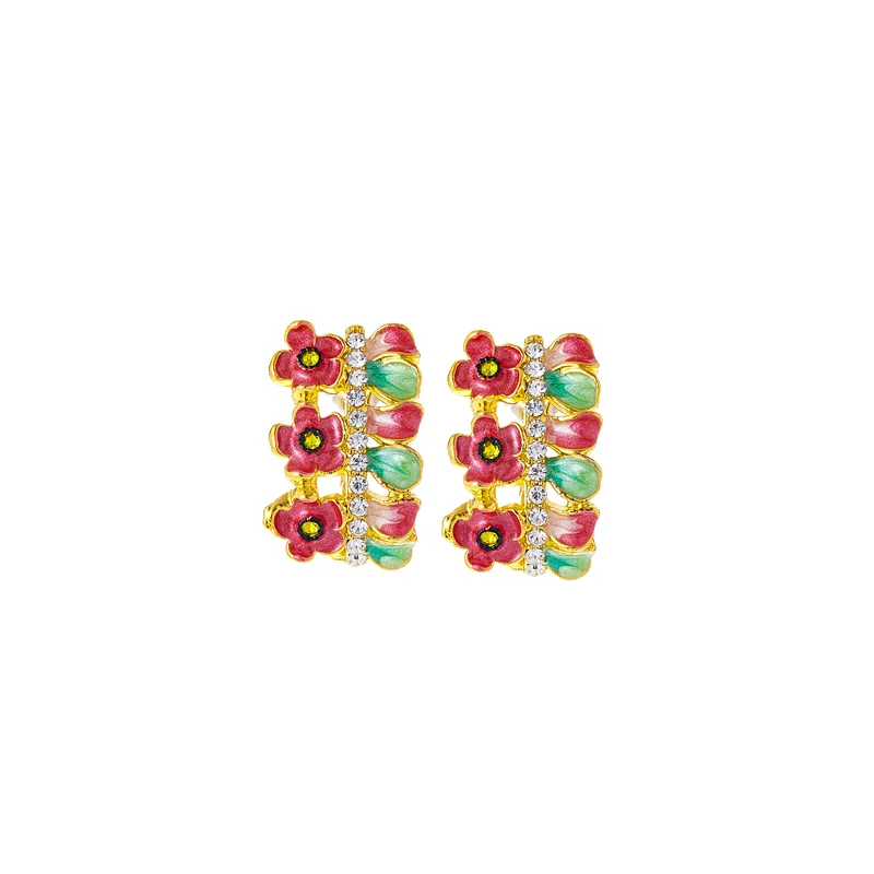 

Fashion Valentine's Day Gift Multicolor Flower Earrings Geometric Creative Women Jewelry Wholesale