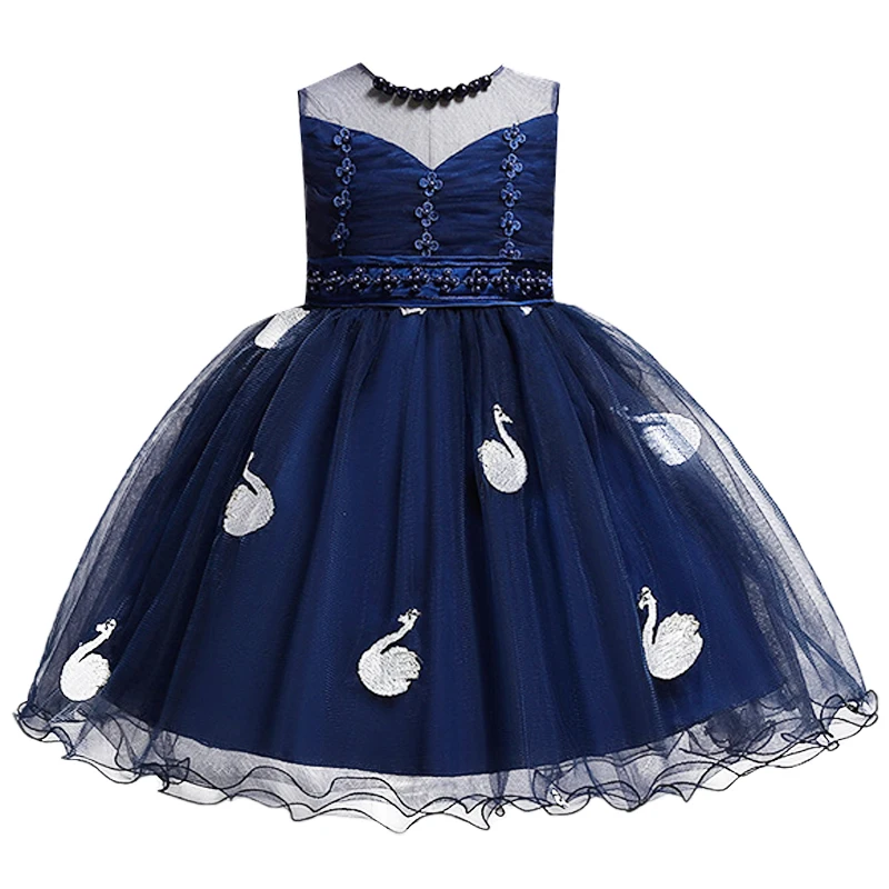 

2020Holiday dressnew Embroidery swan Dress For Girl Gown Birthday Outfits Children Wedding Dresses Girl Kids Party Wear 3-10Yrs