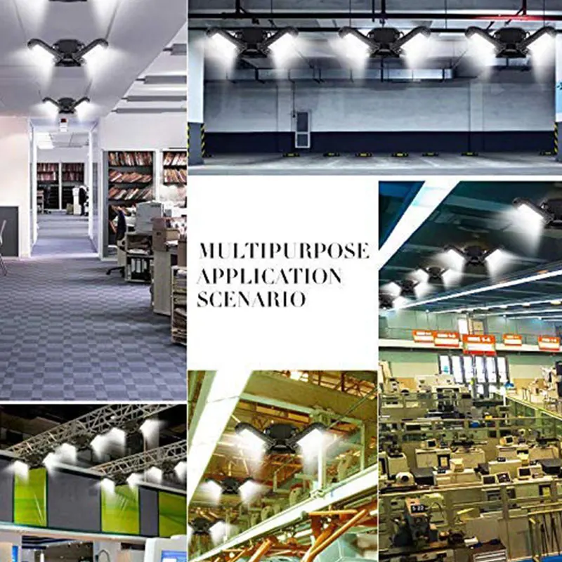 Светодиодная гаражная лампа 80 Вт деформируемая потолочная 6000 лм E26 подвальная с 3