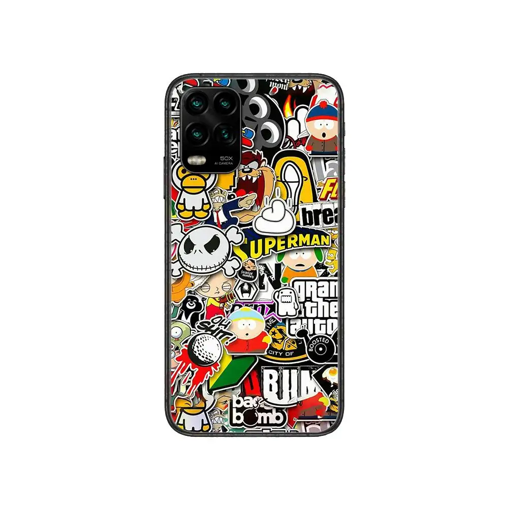

Popular street art graffiti cartoon Phone Case For XiaoMi Redmi Note 10 9S 8 7 6 5 A Pro T Y1 Anime Black Cover Silicone Back Pr