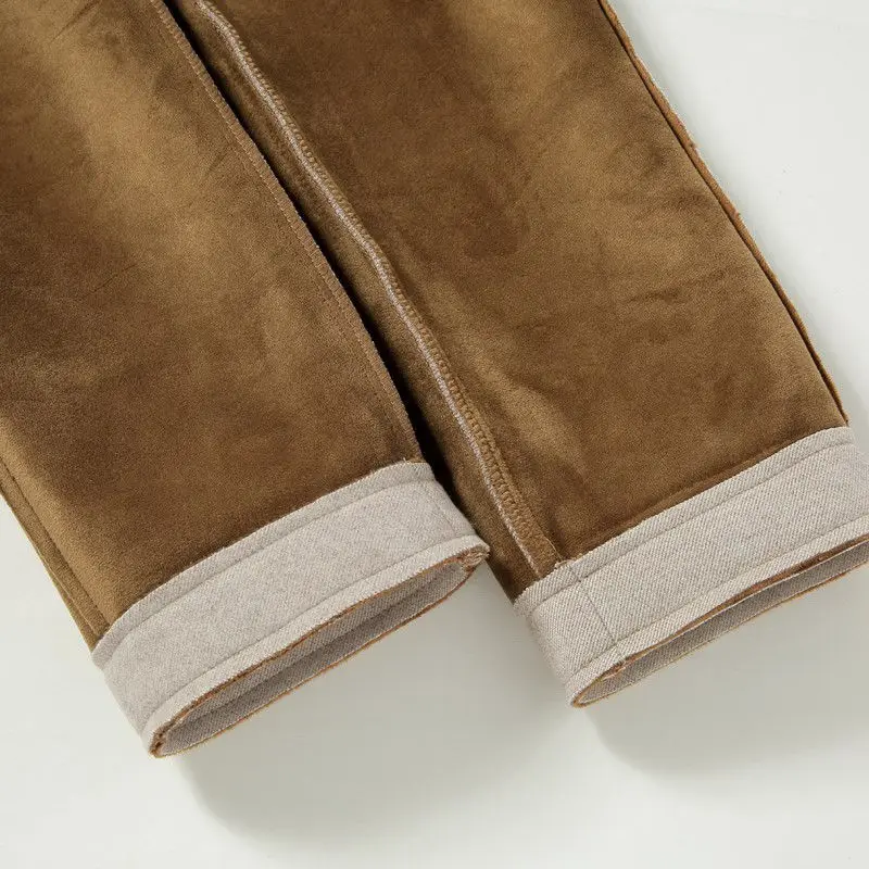 Зимние женские штаны с высокой талией бархатные утепленные шерстяные шаровары