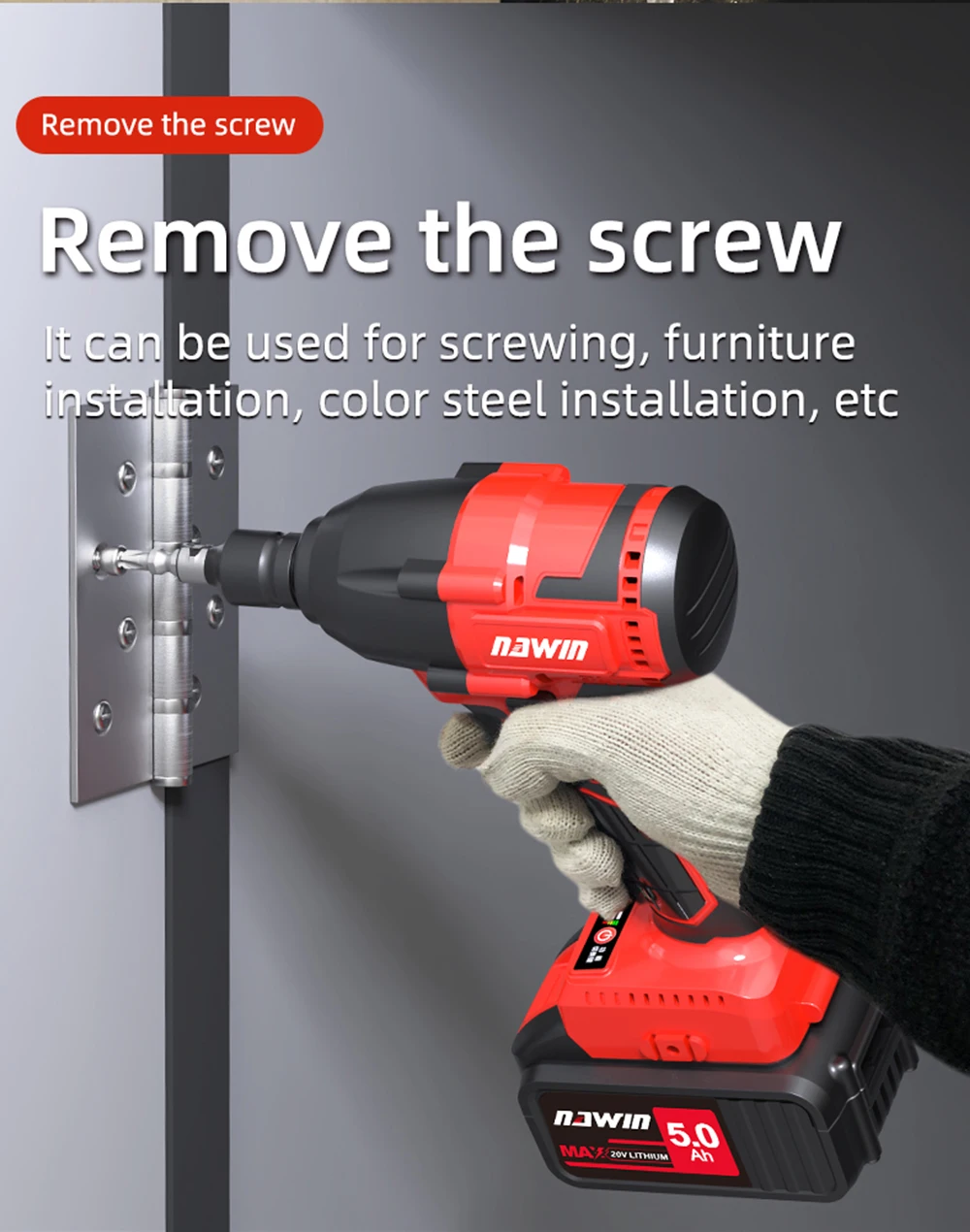 

NAWIN Electric Wrench 3 Function Electric Drill Electric Screwdriver Install Disassemble Rechargeable