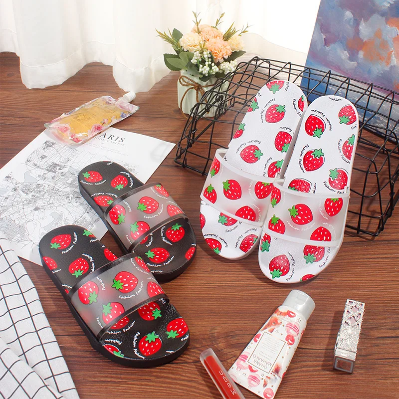 Summer Slippers Women Slides Female Shoes Cartoon Fruit Strawberry Pineapple Peach Girl Flip Flops Slide Sandals Beach Slides