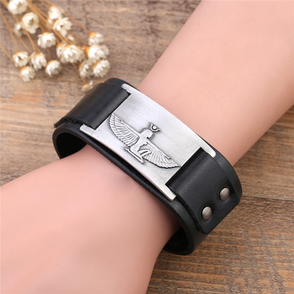 Dawapara Egypt Cleopatra Amulet Cuff Bracelets Vintage Bangle Jewelry Antique Silvery Tone For Men And Women | Украшения и