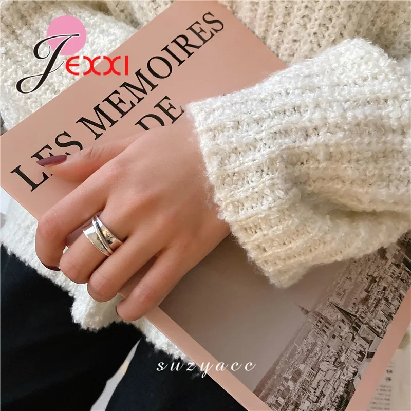 

925 Sterling Silver Ring Jewelry Opening Finger Rings Winding Design Simple Style Christmas Gift Women Fine Metal