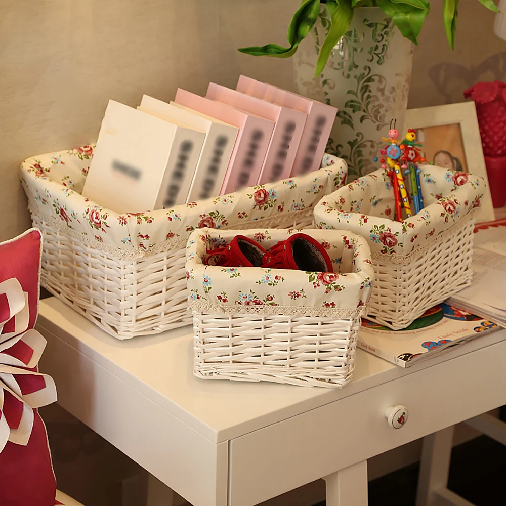 

Корзина для хранения, органайзер, коробка, набор из 3 предметов, косметика для офиса, рабочего стола, 3 шт., плетеные многофункциональные дома...