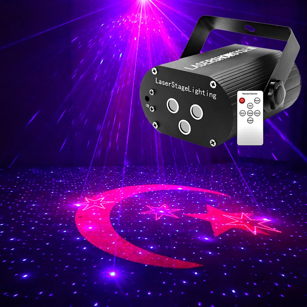 Star and Moon Pattern Gypsophila Effect Laser Light DMX/Remote Laser Projector Light 20W Pattern Laser Light For Dj Disco Partys