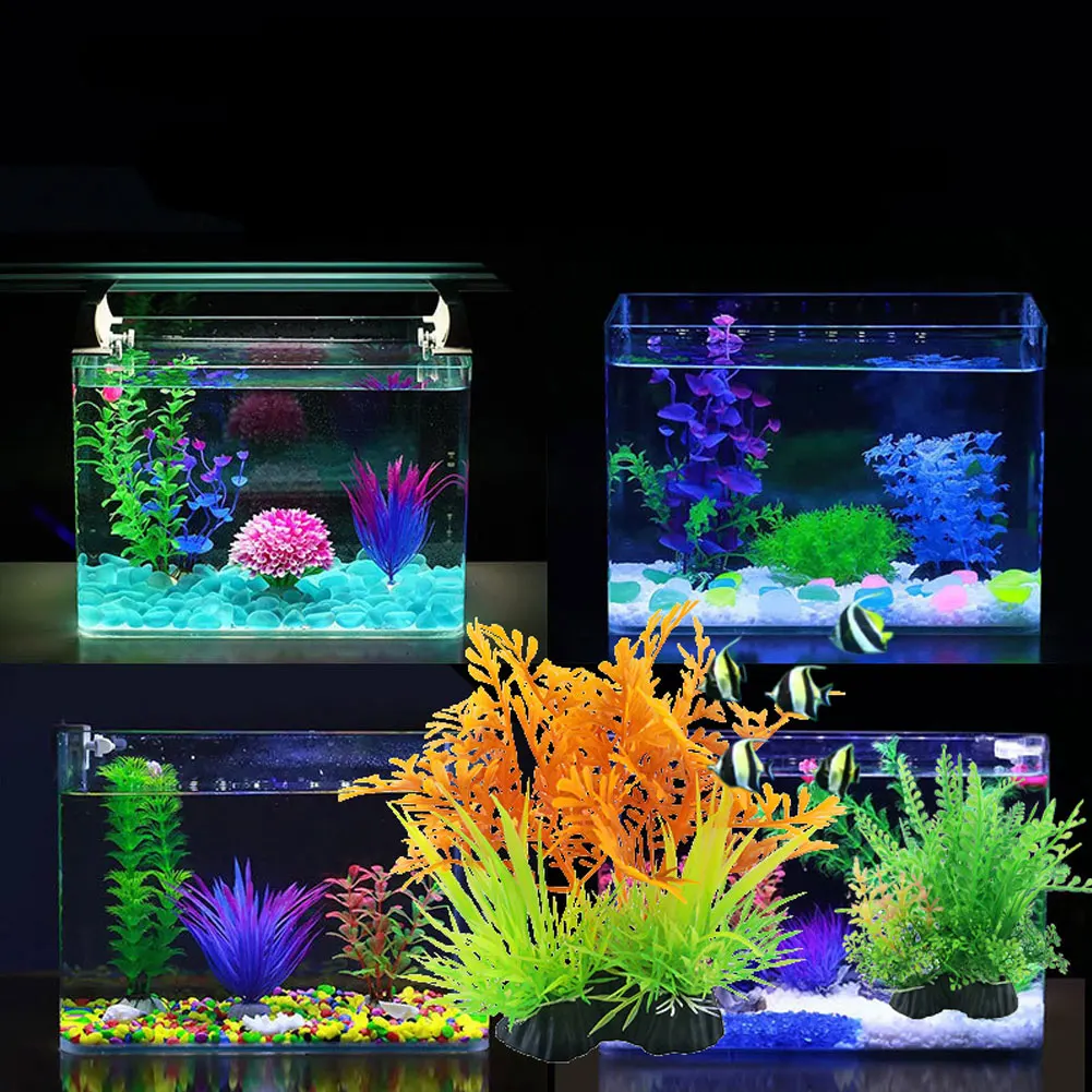 Plastic Artificial Aquarium Plants Decoration Beautiful Submersible Aquatic Fish Tank Grass Ornament Plant Background | Дом и сад