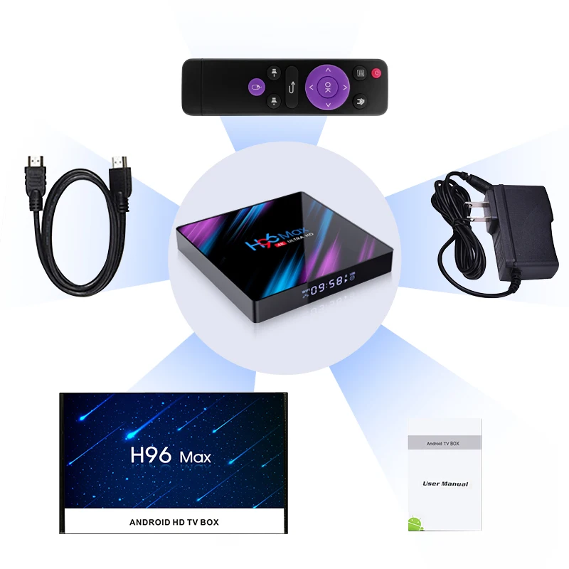 ТВ-приставка H96 Max RK3318 Android 10 двойной Wi-Fi 2 4G 5 8G 4K HD YouTube медиаплеер 4 ГБ 64 Netflix |