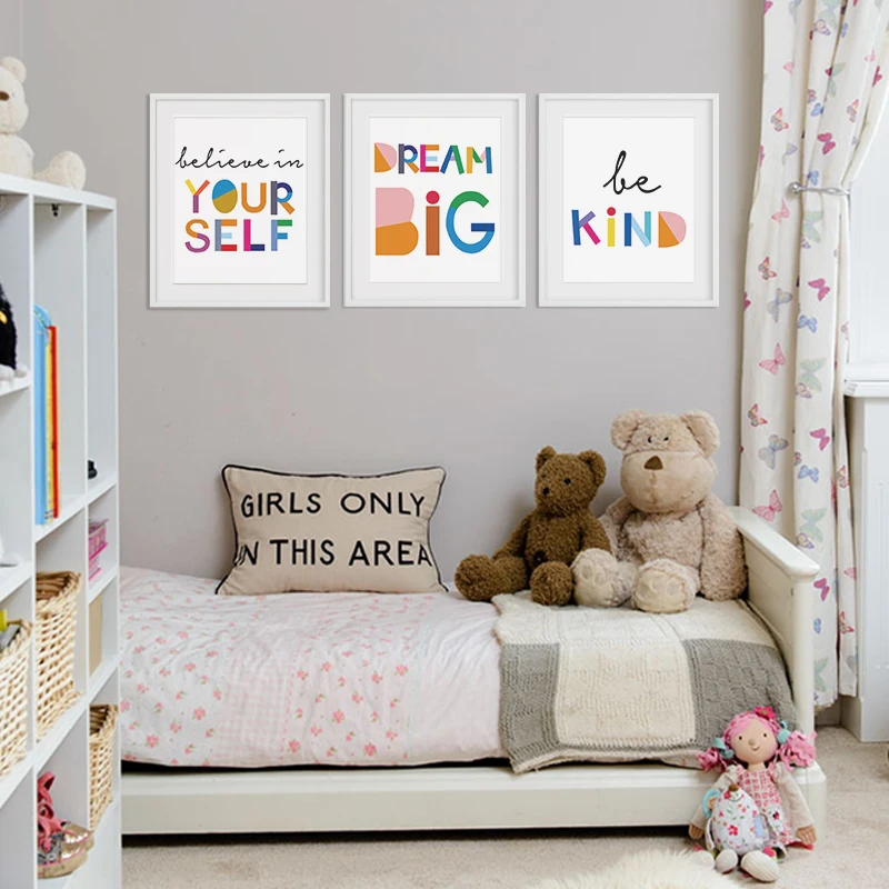 BANMU Cute Motivational Quote Phrases Wall Art Poster Kids Nursery Home Decor Modern Colorful Text Canvas Paintings | Дом и сад