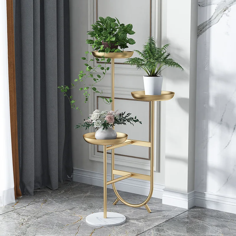 

Simple indoor iron flower stand living room floor-standing multi-layer shelf balcony fleshy green radish flower pot decor rack