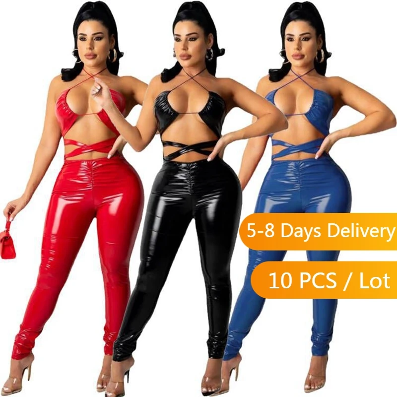 

Оптовая продажа, черные сексуальные комбинезоны из искусственной кожи, Женский клубный комбинезон с открытой спиной для женщин вечерние вечерний Облегающий комбинезон с вырезами