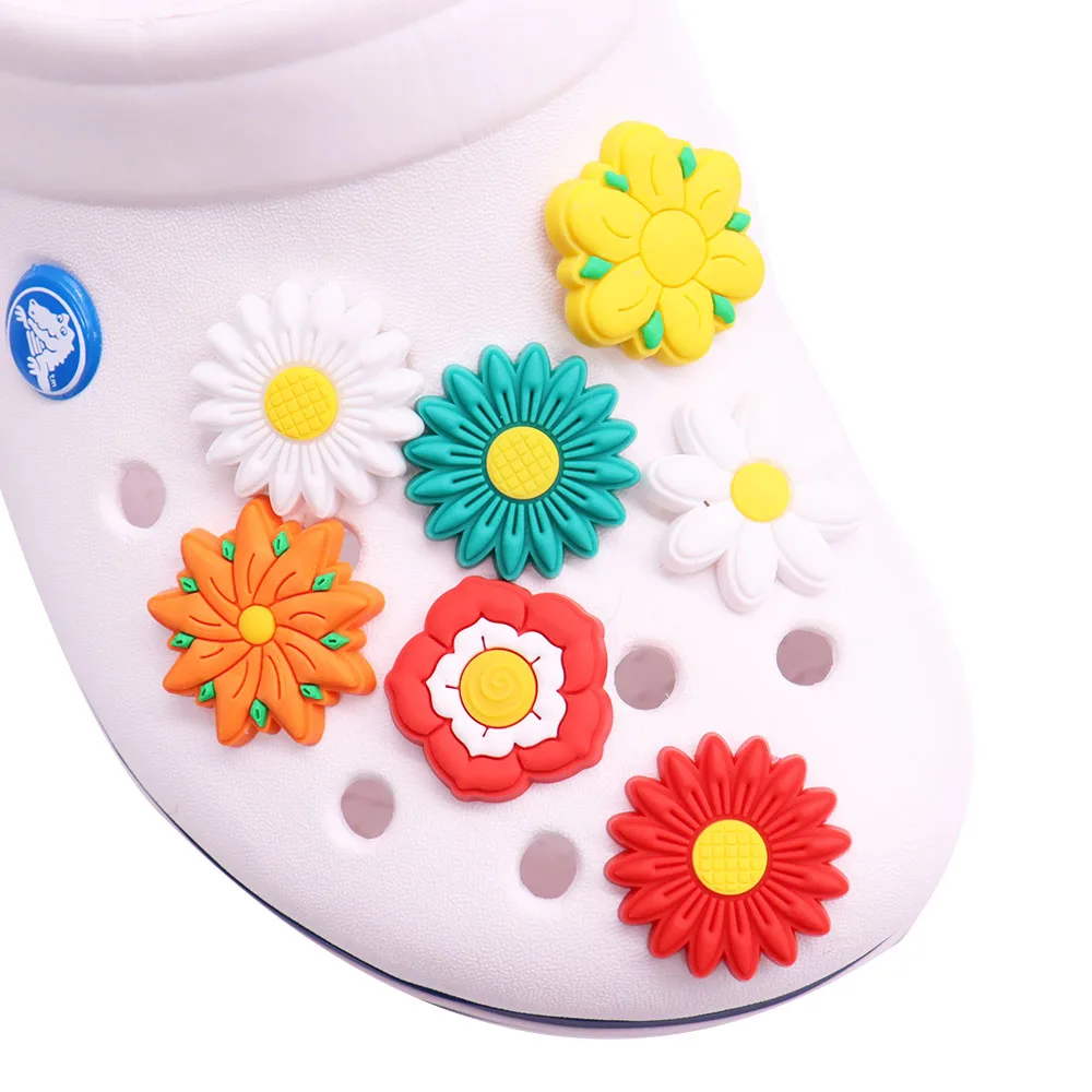 

Одиночная распродажа, 1 шт., маленькие милые красочные цветы, листья, ПВХ садовые обувные шармы, украшения для обуви, DIY Браслеты, подарок для ...