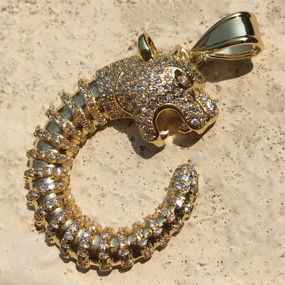 Мужское ожерелье с подвеской в виде животного микрозакрепкой золотое стиле хип