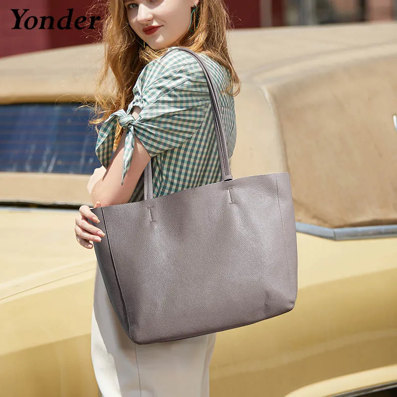 Сумка тоут женская из натуральной воловьей кожи черная/серая/коричневая|Сумки с