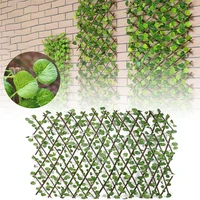 retractable artificial leaves wood fence garden wall trellis decor adjustable expanding landscape balcony fake vine plant fence