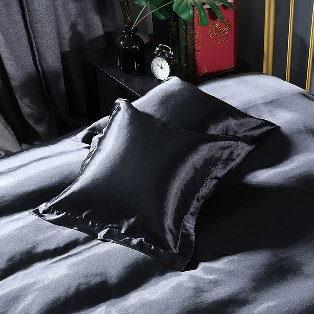 

45x45cm Sofa Cushion Cover Solid Color Emulation Silk Satin Pillow case Soft Smooth Ice silk Throw Pillowcase for Home Bedding