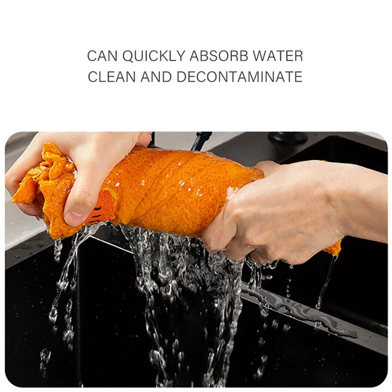 Household Coral Velvet Embroidered Rags. Kitchen Water Absorption Dishwashing Cloth Hang Rags Cleaning Cloth