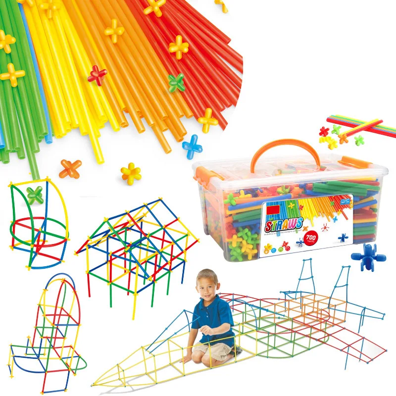 

4D space straw splicing assembly and inserting building blocks Children build creative educational toys