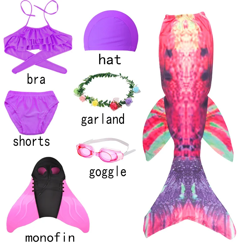 Детский купальный костюм с хвостом Русалочки платье принцессы для косплея