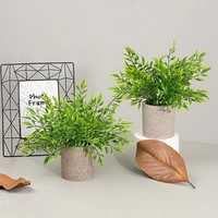 simulation bonsai green leaf fake flower desktop decoration pulp potted plant for home garden greening ornament1