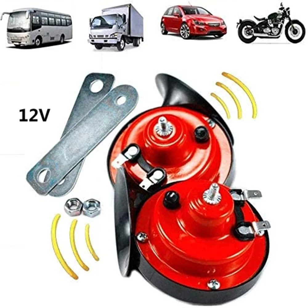 

300DB Train Horn For Trucks Car Styling 12V Electric Snail Horn Air Horn Raging Sound For Motorcycle Car Auto Accessories 2PCS