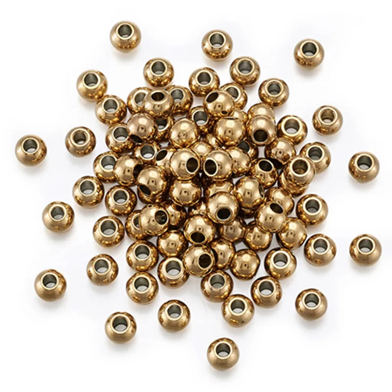 

100pcs 4mm 6mm 8mm Stainless Steel Ball Round Spacer Metal Big Hole Beads for Jewelry Making DIY Bracelet Charm