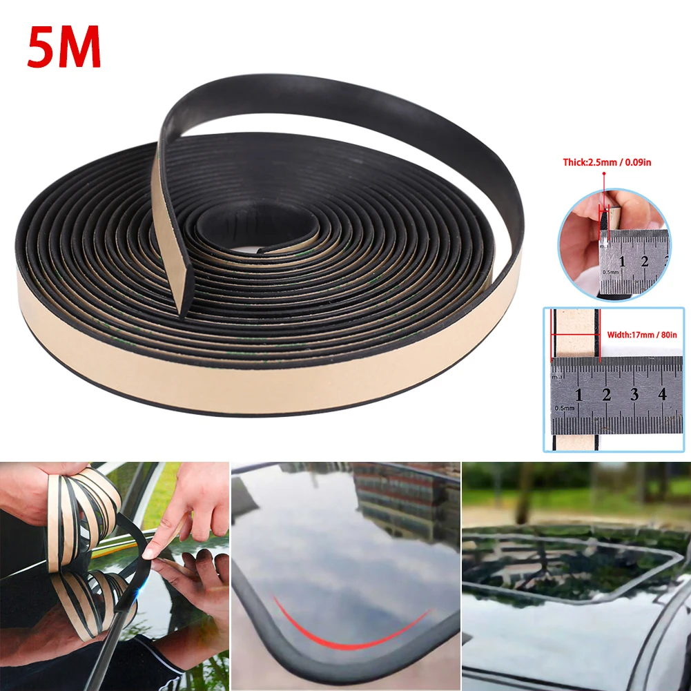 

5m Black Rubber Seal Strip Trim For Car Front Rear Windshield Sunroof Weatherstrip Soundproof Dustproof Waterproof Car Styling