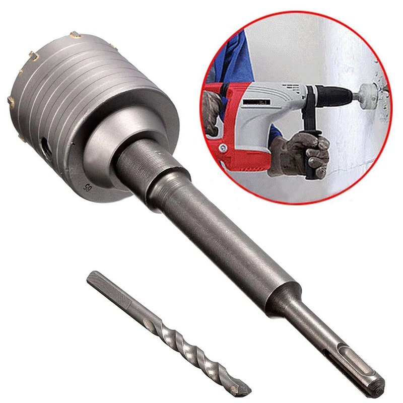 

4Pcs/set 65mm Concrete Drill Bit Wall Hole Saw Cutter Set Brick Cement Stone 200mm Rod