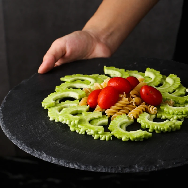 20 см новые западные круглые натуральные тарелки для стейков сланец обеденная