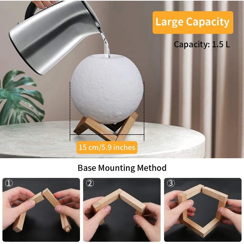 Moon светильник увлажнитель 3D печать 3 цвета Луна лампы с подставкой прохладный