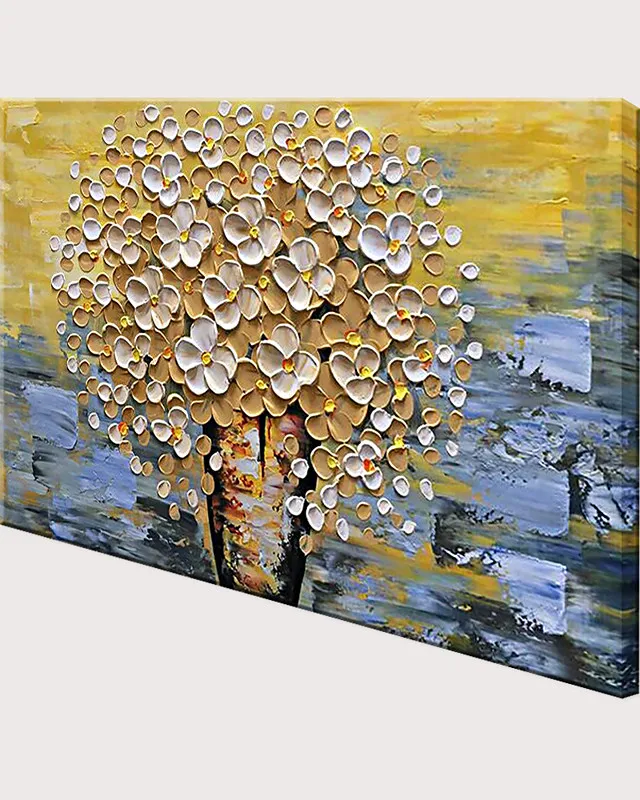 

Large Size Hand Painted Oil Painting On Canvas Yellow Flowers Vase Modern Home Decor Abstract Wall Art Picture For Living Room