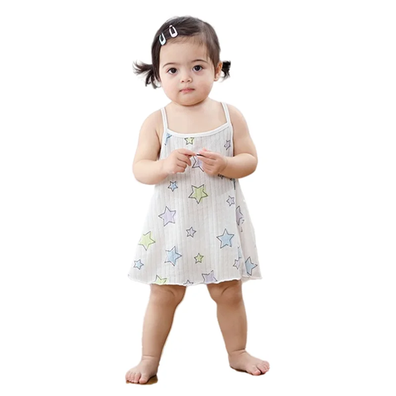 

Toddler Baby Girls Dress 2022 New Summer Dress Backless Sleeveless Cute Kids Children Print Dresses 100% cotton Vestidos