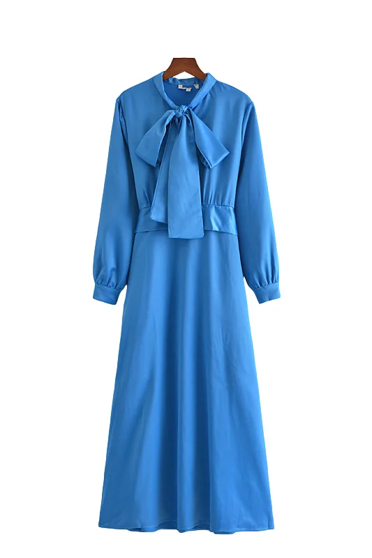 

Taille Long Mouwen Blue Summer Vintage Sexy Traff For Women 2021 2020 White Casual Robe Party