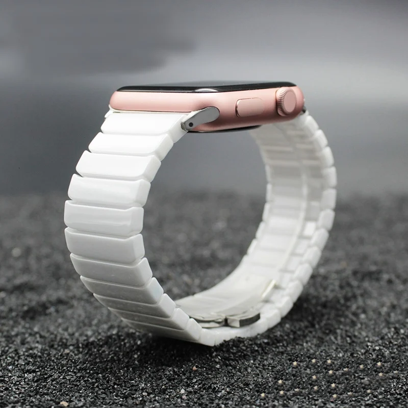 Роскошный керамический ремешок для часов Apple Watch 4, 5, 38 мм, 42 мм, 40 мм, 44 мм, с бабочкой, с пряжкой, с цепочкой, стильный браслет, ремешок для iwatch 123
