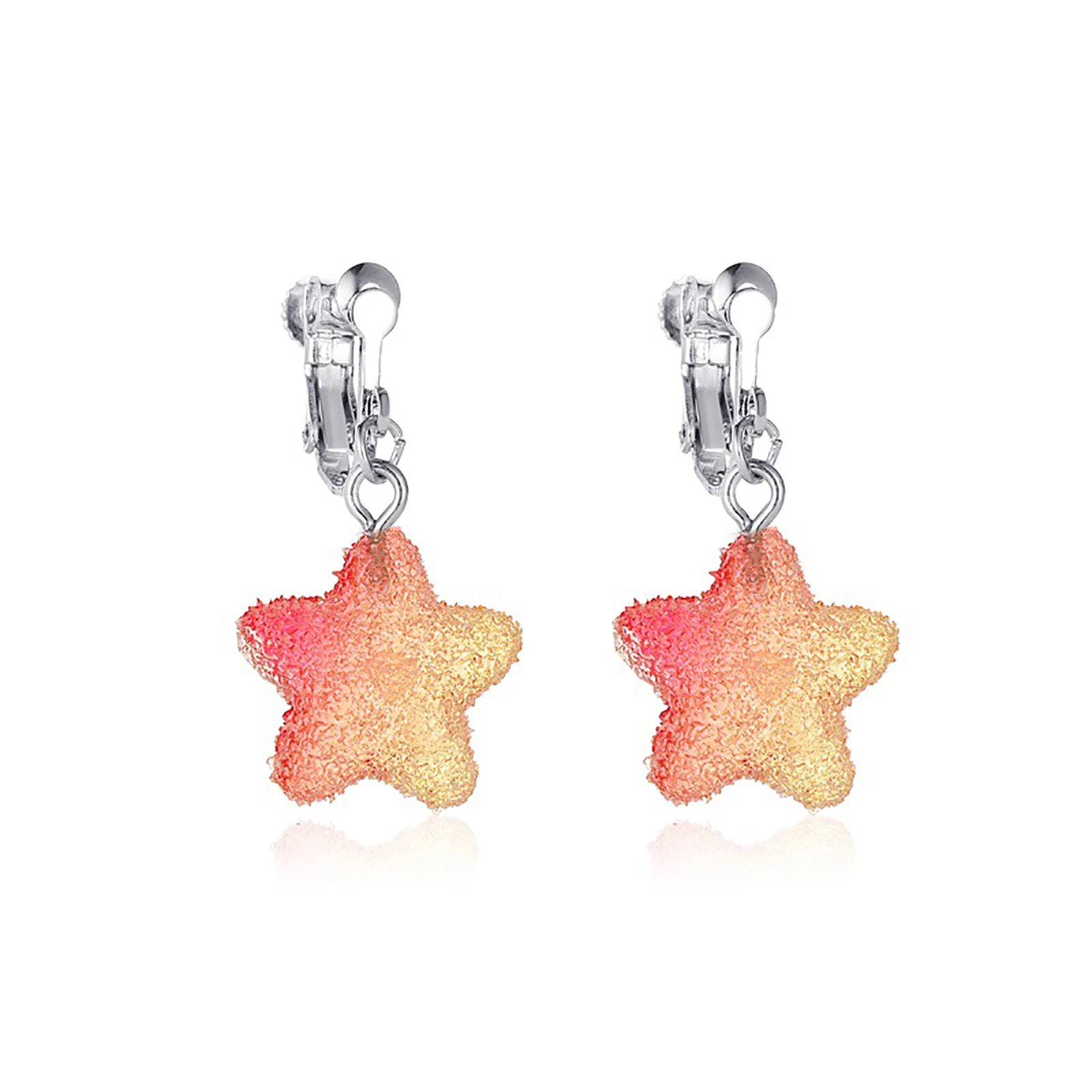 

Fashion Earring For Women Multicolor Star Resin Ear Clips Drop Earrings Silver Color Women' Exquisite Party Jewelry , 1 Pair